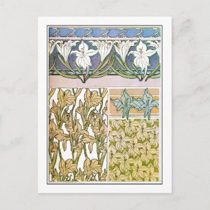 Lily Flowers of Art nouveau Stil, Mucha Vykort