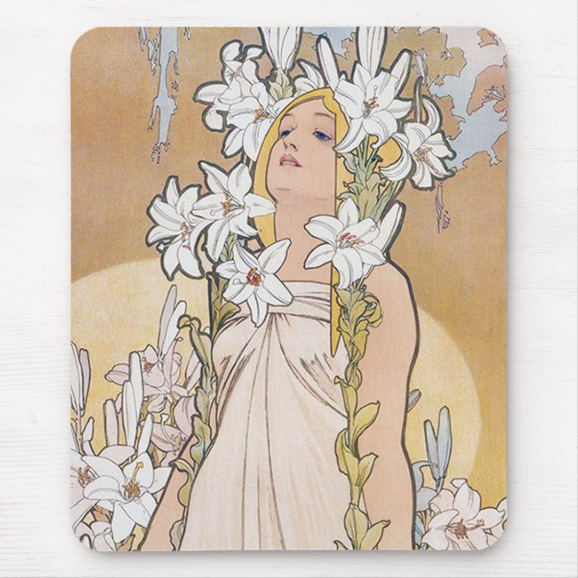 Lily (Four Flowers), Alphonse Mucha Musmatta (Framsidan)