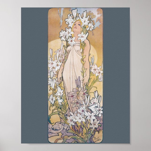 Lily (Four Flowers), Alphonse Mucha Poster (Framsidan)