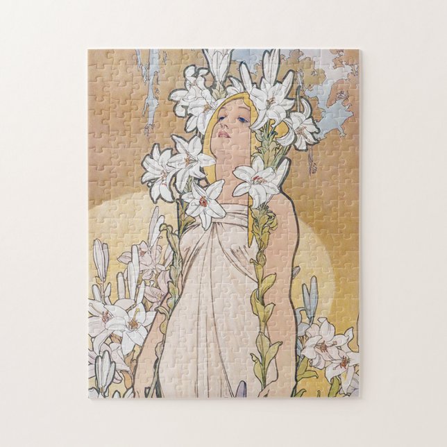 Lily (Four Flowers), Alphonse Mucha Pussel (Vertikal)