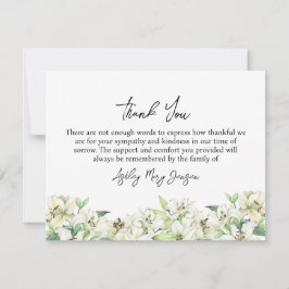 Lily Funeral Thank You Note Card Bereavement Tack Kort