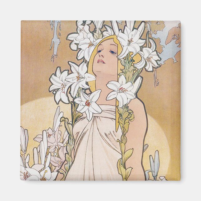 Lily (fyra blommor), Alphonse Mucha Magnet (Framsidan)