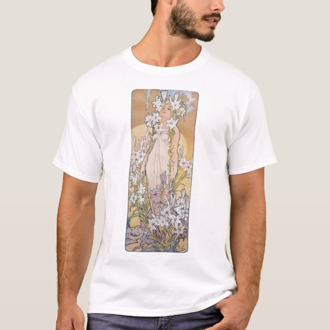 Lily (fyra blommor), Alphonse Mucha T Shirt (Framsida)