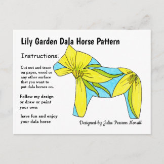 Lily Garden Dala Horse Mönster till  Helg Vykort