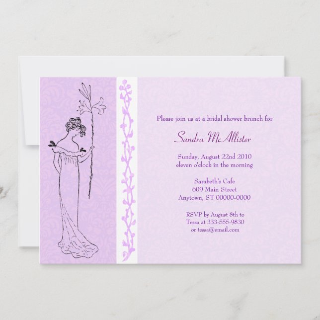 Lily Girl Bridal Shower Lila Inbjudningar (Framsida)