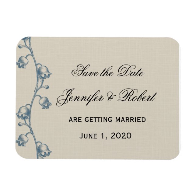 Lily i dalen på Ecru Linen Spara datumet Magnet (Horisontell)