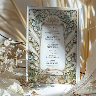 Lily i Valley Art nouveau Bröllop Inbjudningar
