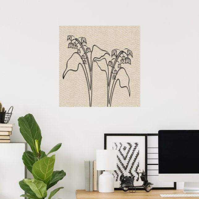 Lily i Valley Teckning Canvas Flower Poster (Hemmakontoret)