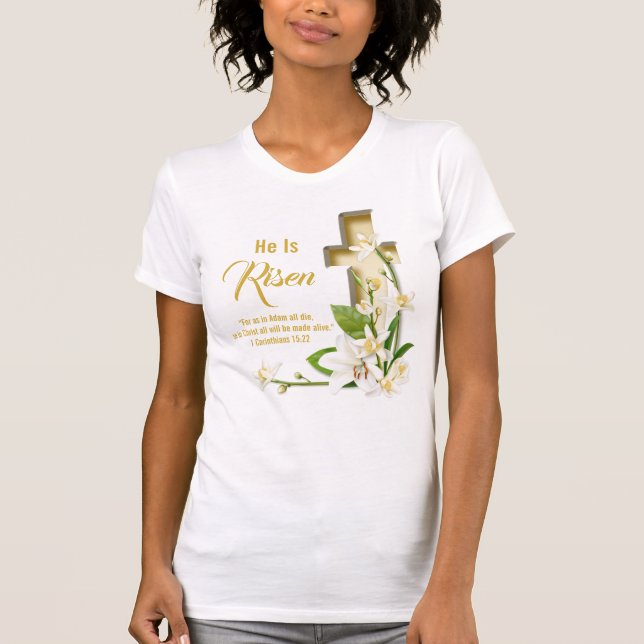 Lily Kor Scripture han är riserad T Shirt (Framsida)