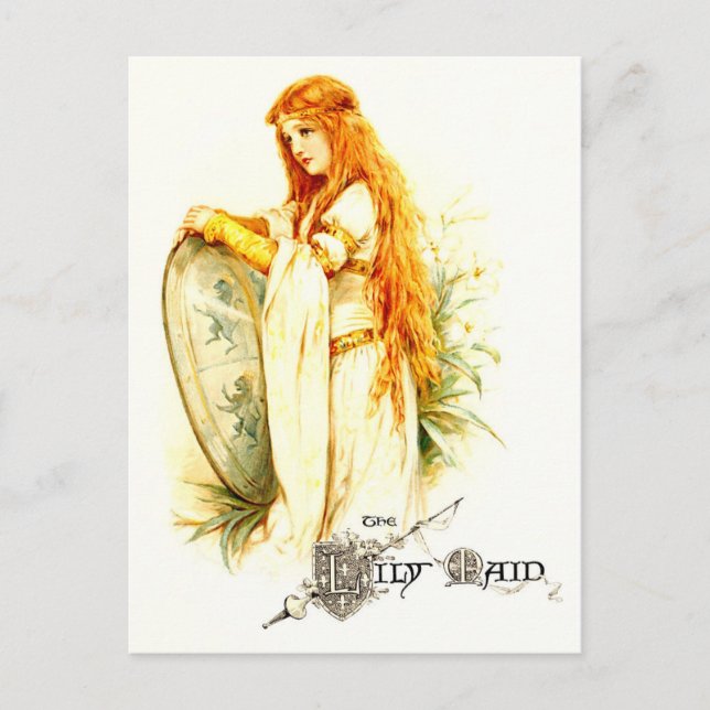 Lily Maid med Lancelot's Shield Vykort (Framsida)