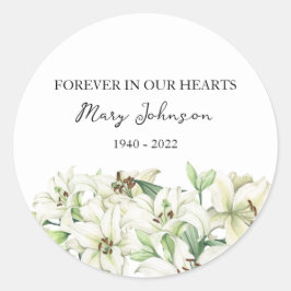 Lily Memorial Funeral Classic Round Sticker Runt Klistermärke