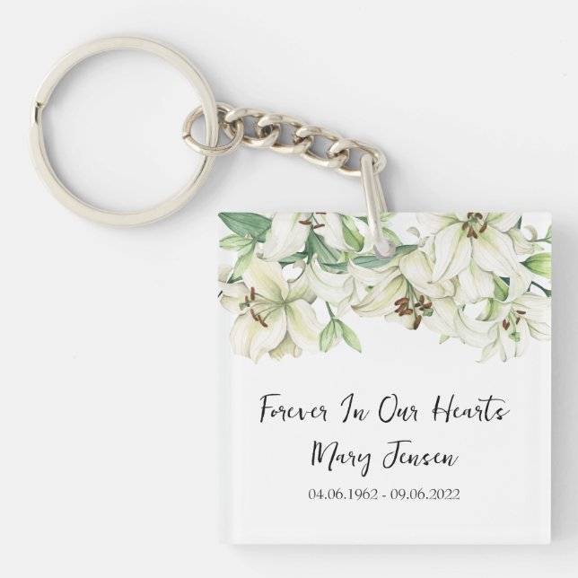 Lily Memorial Funeral Photo Keychain (Framsidan)
