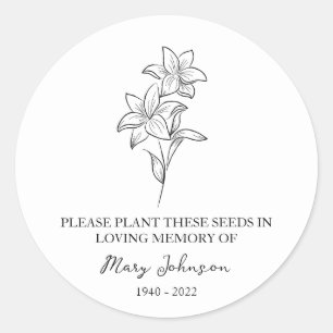 Lily Memorial Funeral Seed Packet Runt Klistermärke