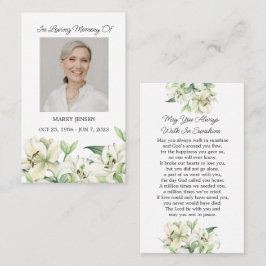 Lily Memorial Photo Funeral Prayer Card Visitkort