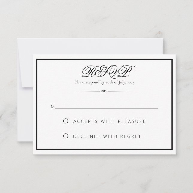 Lily - Monochrome-svarskort för Elegant OSA Kort (Framsida)