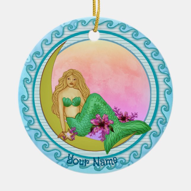 Lily Moon Havfrue  Julgransprydnad Keramik (Framsidan)