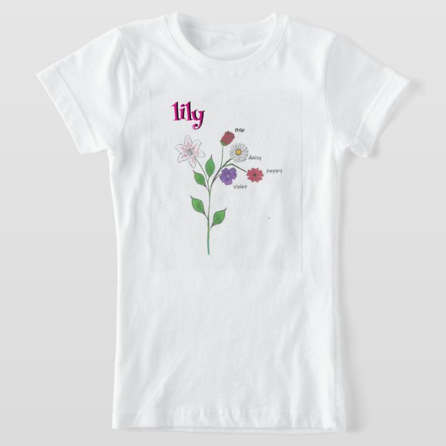 Lily Namn Flickas Blomma T-Shirt (Laydown)