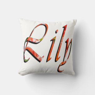 Lily, Namn, Logotyp, Vit Throw Cushion. Kudde