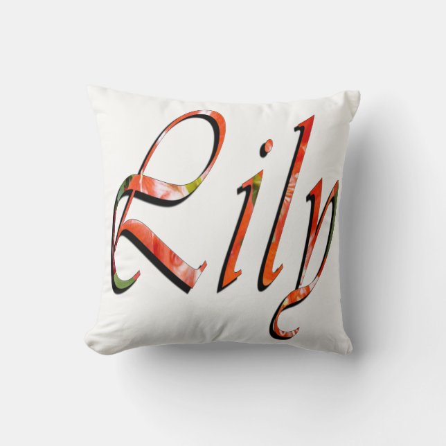 Lily, Namn, Logotyp, Vit Throw Cushion. Kudde (Framsida)