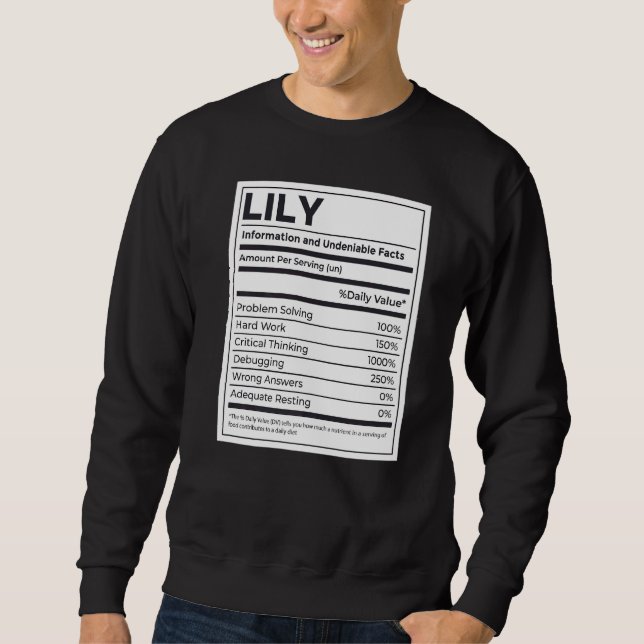 Lily Nutrition Information Problem med att lösa hå Lång Ärmad Tröja (Framsida)