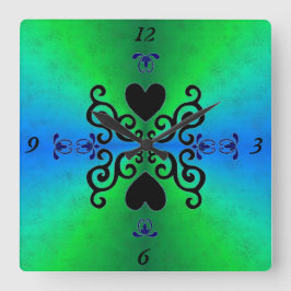 Lily och Heart på Rainbow Fyrkantig Klocka