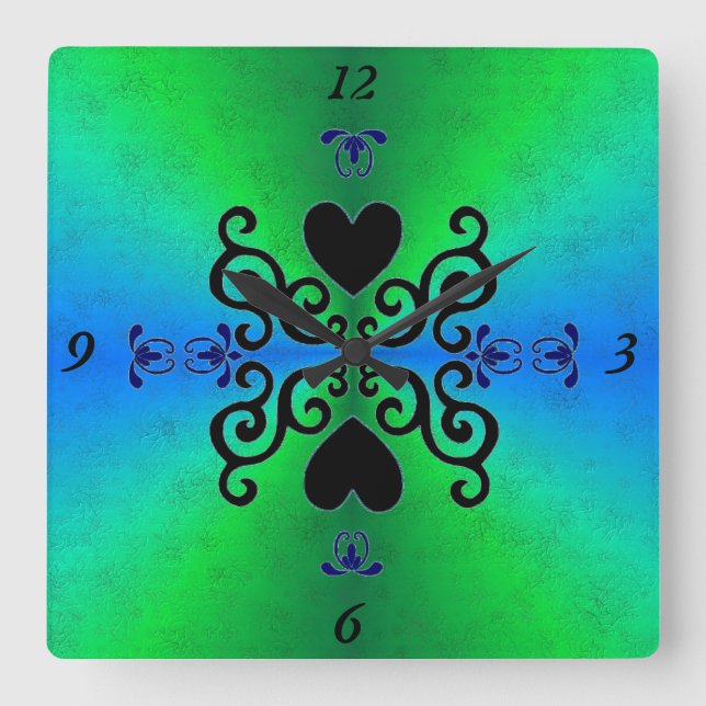 Lily och Heart på Rainbow Fyrkantig Klocka (Framsida)