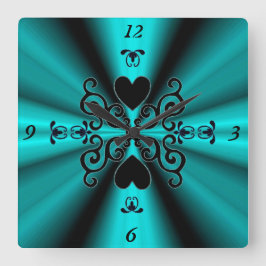 Lily och Heart på Rainbow Fyrkantig Klocka