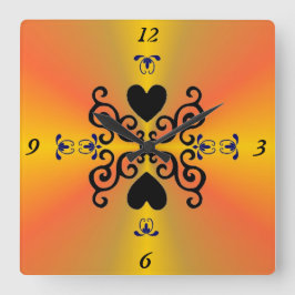 Lily och Heart på Rainbow Fyrkantig Klocka