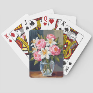 Lily- och rosbukett Blommig akvarellvas Casinokort