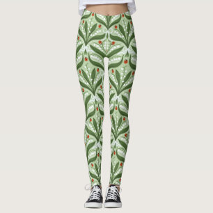 Lily of the valley and ladybugs symmetry in grönt, leggings