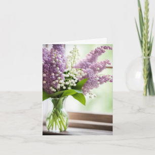 Lily of the Valley and Lilac Bouquet Anteckningskort