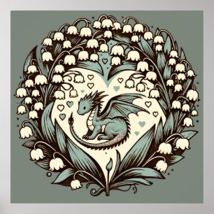 Lily of the Valley Baby Dragon Cute Dragons Poster