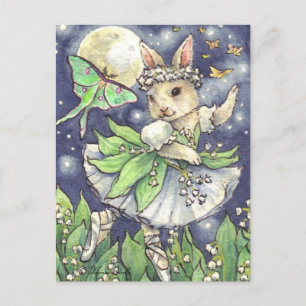 Lily of the valley Ballerina Bunny Postcard Vykort