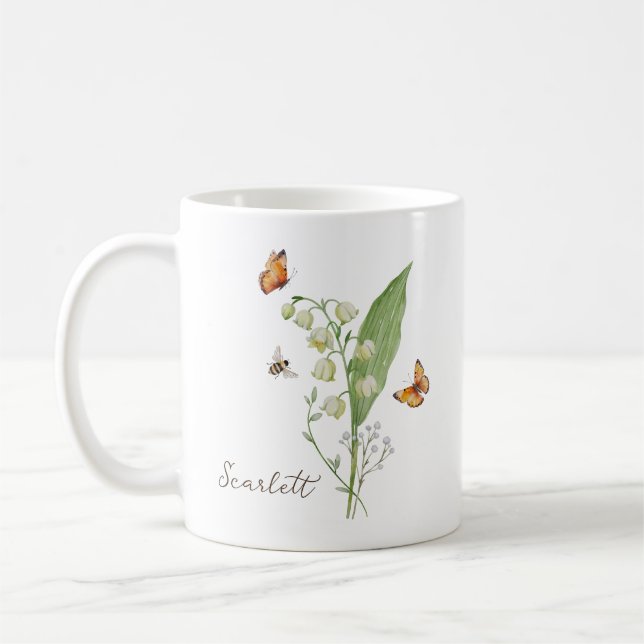 Lily of the Valley Birth Month Flower Kaffemugg (Vänster)