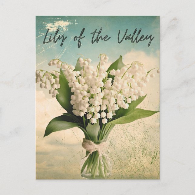 Lily of the Valley Birth Month Flower Retro Vykort (Framsida)