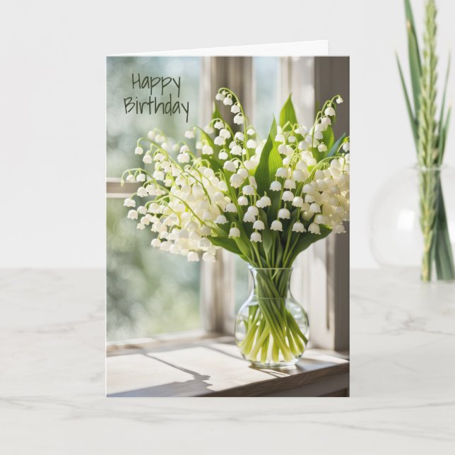 Lily of the Valley Birthday Bouquet Kort (Framsida)