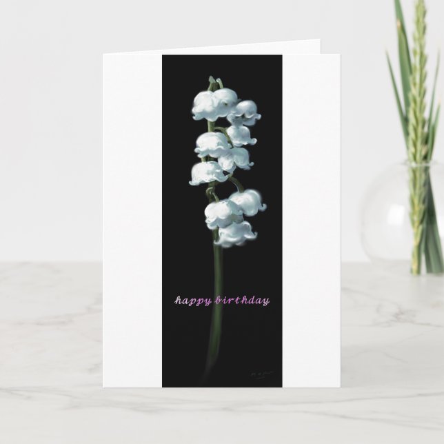LILY OF THE VALLEY BIRTHDAY CARD KORT (Framsida)