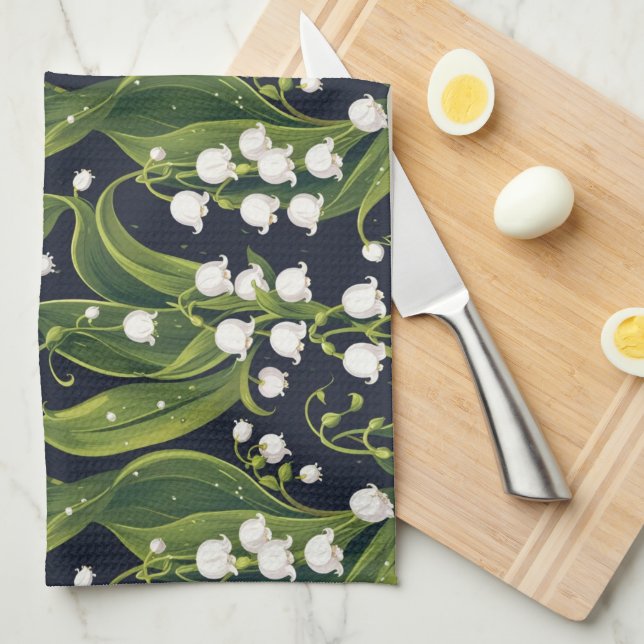Lily of the Valley Blommigt Botanical Kitchen Towe Kökshandduk (Vikt i Fjärdedel)