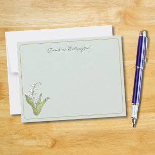 Lily of the Valley Blommigt Botanical Sage Grönt Anteckningskort