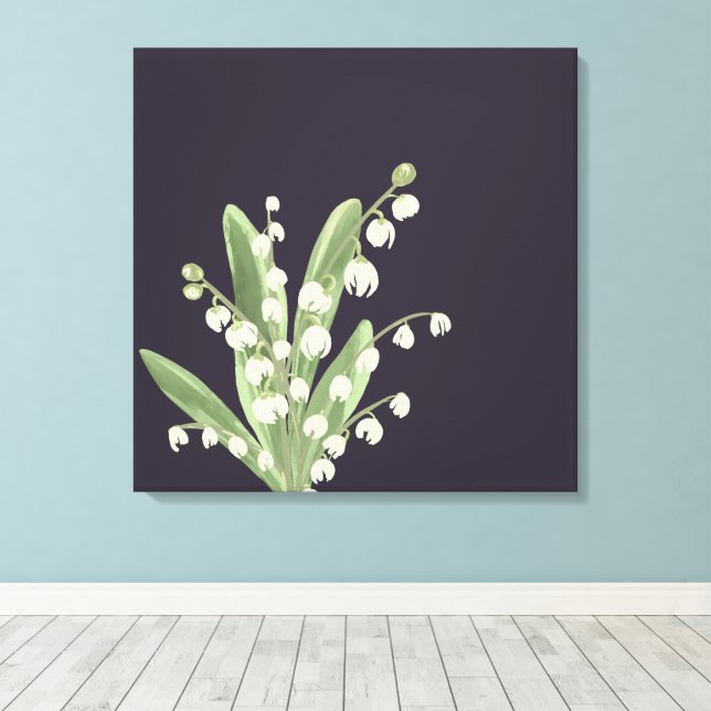Lily of the Valley Blommigt Canvastryck (Insitu (trägolv))