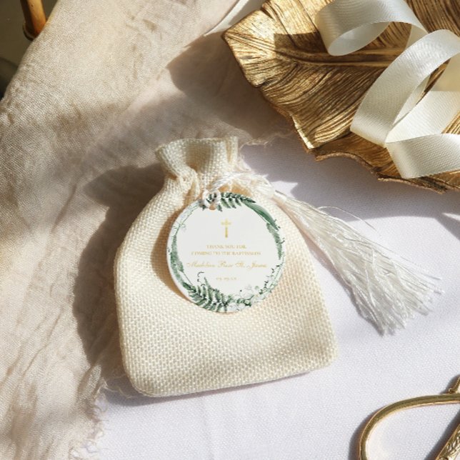Lily of the Valley | Blommigt Guld Baptism Gåvor Etiketter (Skapare uppladdad)