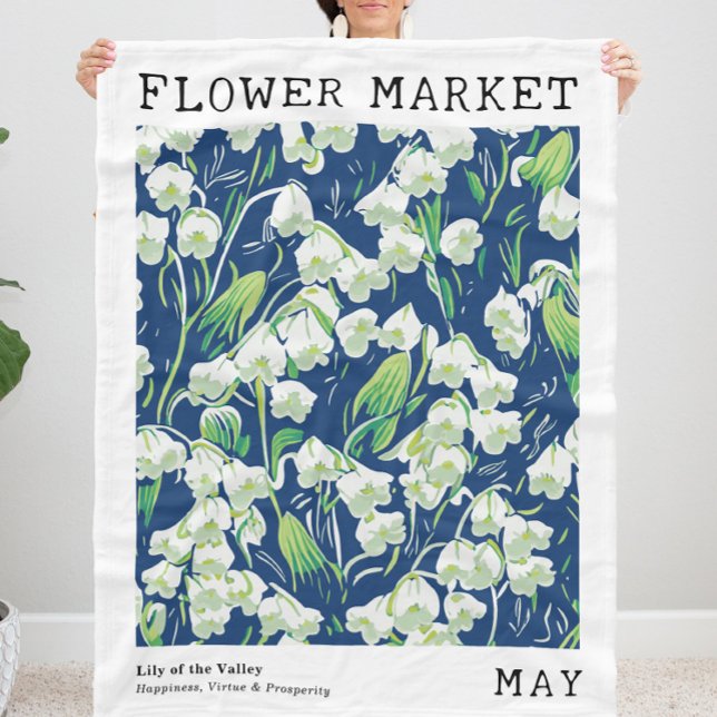 Lily of the Valley Blommigt May Birth Flower Marke Fleecefilt (Skapare uppladdad)