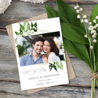 Lily of the Valley Blommigt Save the Date Photo