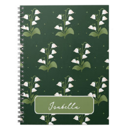 Lily of the Valley Blommönster Spiral Notebook Anteckningsbok