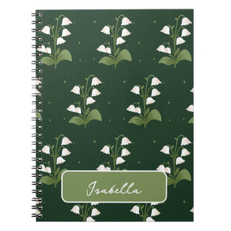 Lily of the Valley Blommönster Spiral Notebook Anteckningsbok