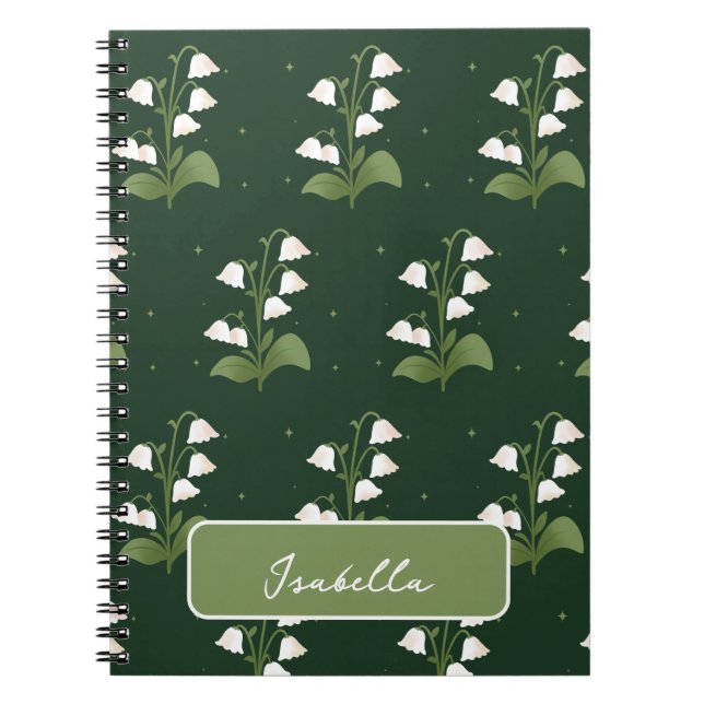 Lily of the Valley Blommönster Spiral Notebook Anteckningsbok (Framsidan)