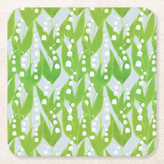 Lily of the Valley-Blommönstret Underlägg Papper Kvadrat (Framsidan)