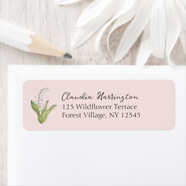 Lily of the Valley Blue Wildblomma Blommigt Adress Returadress Etikett (Insitu)