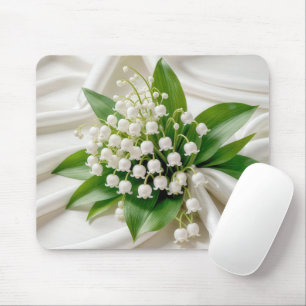 Lily of the Valley Bouquet on White Satin Musmatta