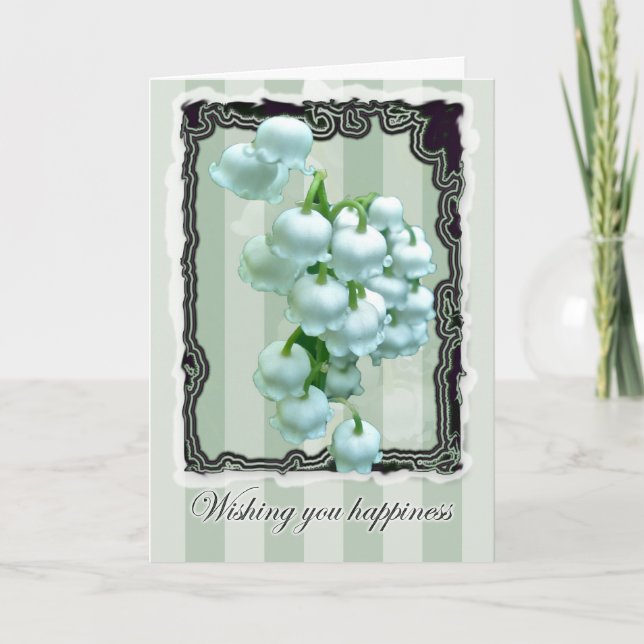 Lily of the Valley Bröllop Happiness Card Kort (Framsida)